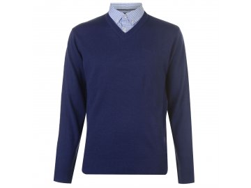 Pánský svetr Pierre Cardin Mock Modrý (Velikost L)