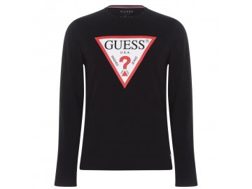 Pánské triko Guess Long Sleeve Original Černé (Velikost S)