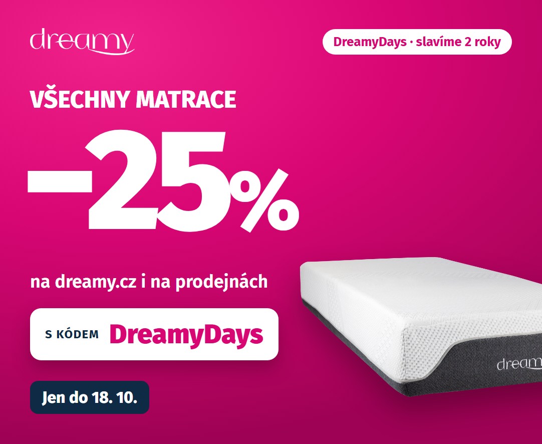 DreamyDays – všechny matrace −25 % s kódem DreamyDays, jen do 18. 10.