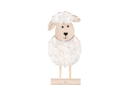 Dekorace dřevo ovečka bílá