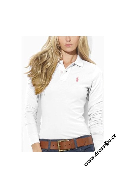 Ralph Lauren dámské polo triko bílé s dlouhým rukávem
