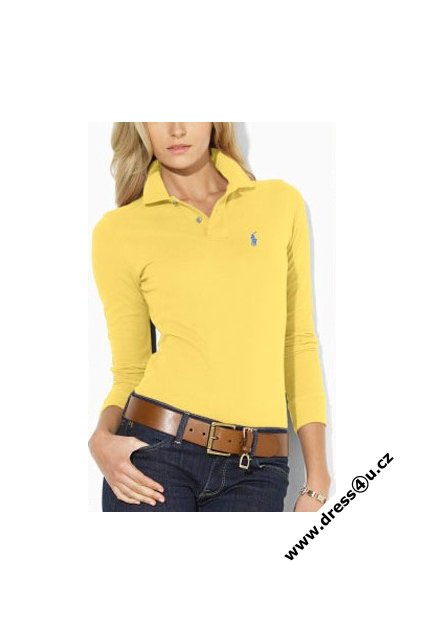 Ralph Lauren dámské polo triko žluté s dlouhým rukávem