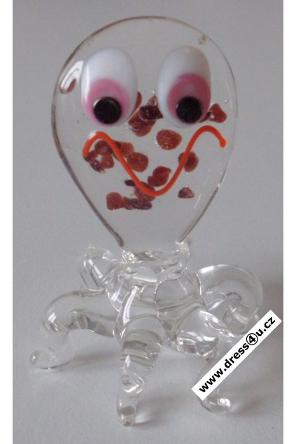 Chobotnice - skleněná figurka s Českým granátem