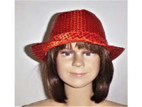 ČERVENÝ KLOBOUK lesklý s flitry