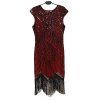 ČERNO-ČERVENÉ FLITROVÉ FLAPPER ŠATY s třásněmi  - vel. L