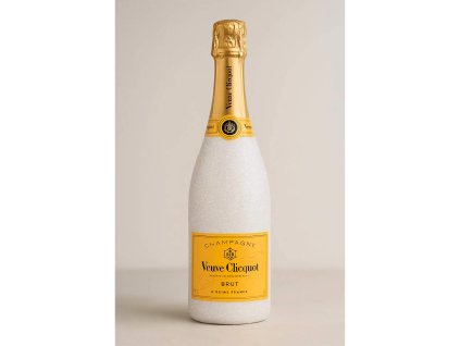 Veuve Clicquot Yellow Label 0,75 l – bílé třpytky, ruční dekorace