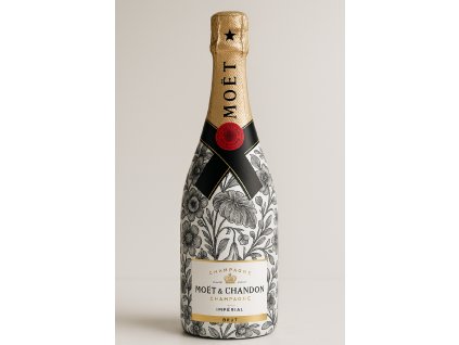 Moët & Chandon Impérial Brut 0,75 l – ruční dekor černobílé louky.