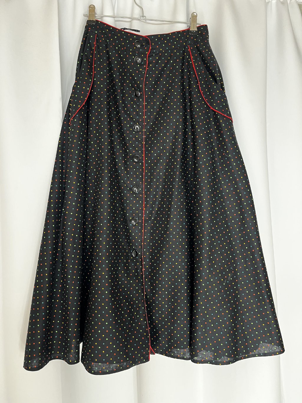 Kolová vintage sukně s puntíky (XS-S)