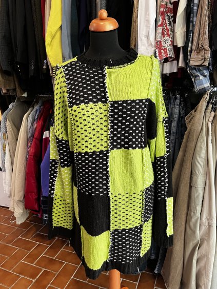 Patchwork dlouhý vintage svetr (L)