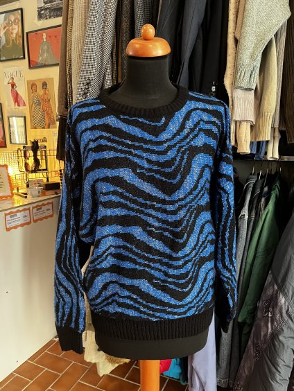 Modrý třpytivý svetr (S)