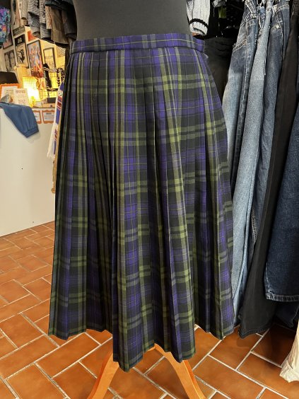 Vlněná kostkovaná vintage sukně (M)