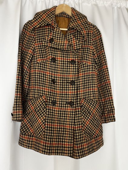 Kostkovaný krátký vintage kabát (S)