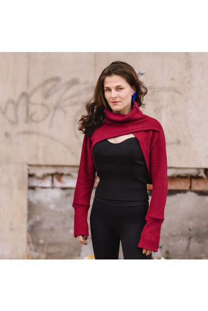 Chic Black Bolero Sweater with High Collar , Bold, Stylish, and Unique bolero shrug small