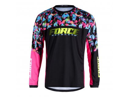 dres F RECKLESS dl. rukáv, černo růžovo fluo