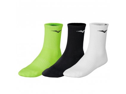 Ponožky Mizuno Training 3P Socks White Black Neolime