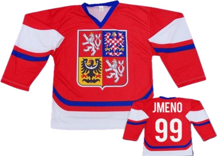 HOKEJOVÝ DRES ČR ČERVENÝ S VLASTNÍM JMÉNEM