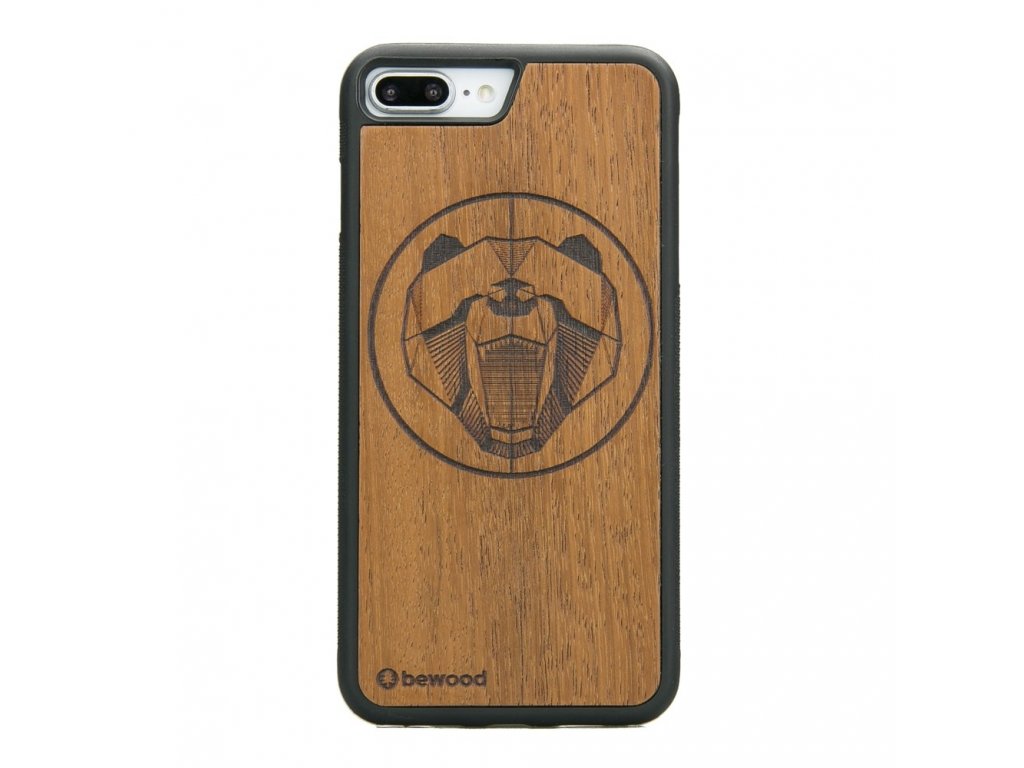 Apple iPhone 7 Plus / 8 Plus Dřevěný obal Merbau Medvěd