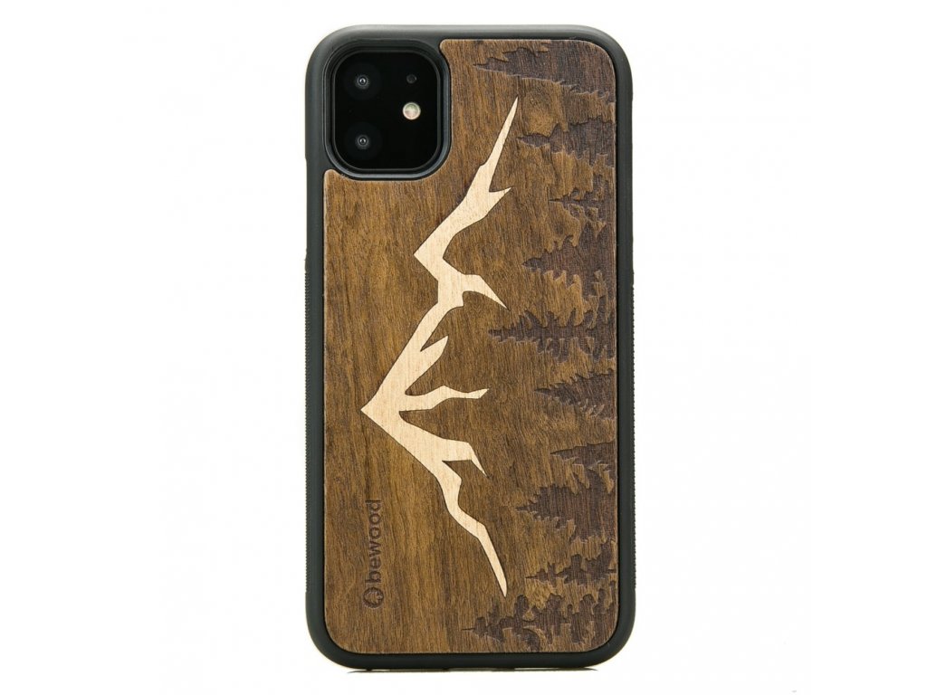 iPhone 11 Dřevěný obal s horskými vrcholy ze dřeva z brazilských pralesů