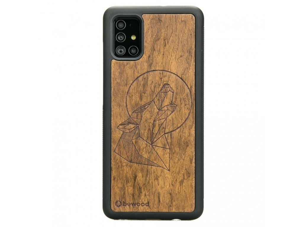 Samsung Galaxy A51 Dřevěný obal Imbuia Vlk