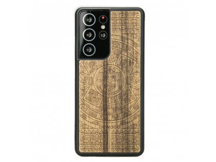 Samsung Galaxy S21 Ultra Dřevěnej obal s aztéckým kalendářem Frake