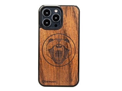 Apple iPhone 13 Pro Dřevěný obal Merbau Medvěd