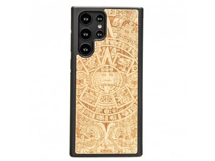 Samsung Galaxy S22 Ultra Dřevěný obal s aztéckým kalendářem Anigre