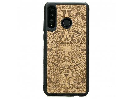 Huawei P30 Lite Dřevěný obal s aztéckým kalendářem Anigre