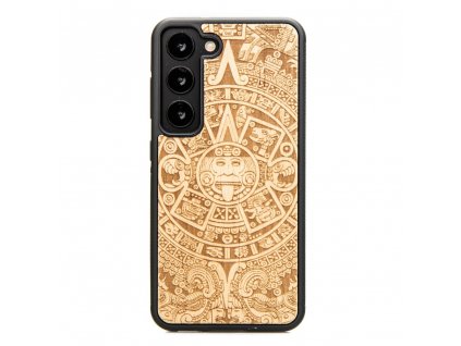 Samsung Galaxy S23 Dřevěný obal s aztéckým kalendářem Anigre