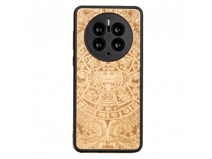 Huawei Mate 50 Pro Dřevěný obal s aztéckým kalendářem Anigre