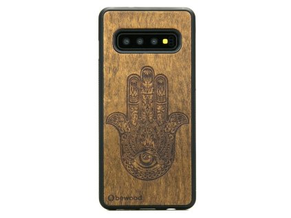 Samsung Galaxy S10 Dřevěný obal Imbuia Hamsa