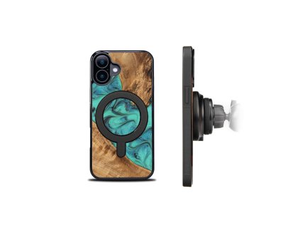 iPhone kryt ze dřeva a pryskyřice - Tyrkys