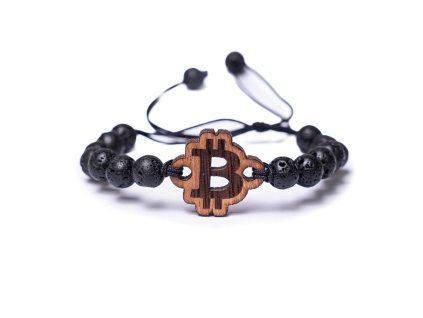 Dřevěný náramek Bitcoin Merbau Kámen