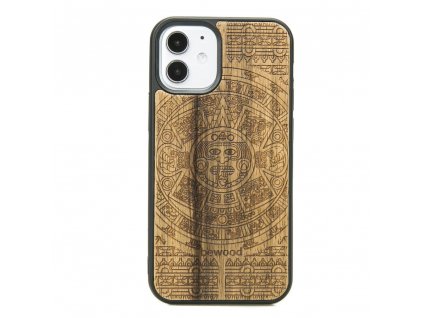 Apple iPhone 12 Mini Dřevěnej obal s aztéckým kalendářem Frake