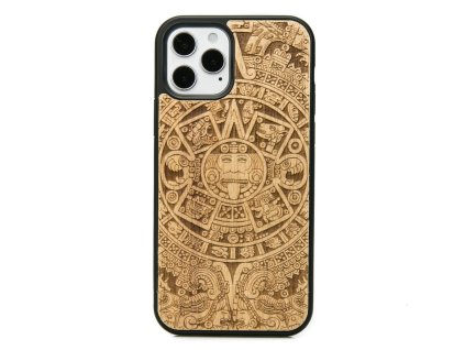 Apple iPhone 12 / 12 Pro Dřevěný obal s aztéckým kalendářem Anigre