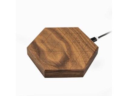 Bezdrátová nabíječka Slim Hexagon QI 15W Ořech
