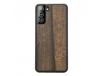Samsung Galaxy S21 Dřevěnej obal s aztéckým kalendářem ze dřeva z domoviny Aztéků
