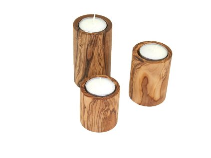 Set 3 olivových stojánků na čajové svíčky