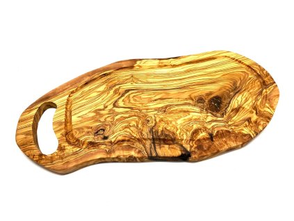 Velké steakové prkénko s drážkou a rukojetí  z olivového dřeva