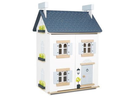 H127 sky wooden dolls house shutters open
