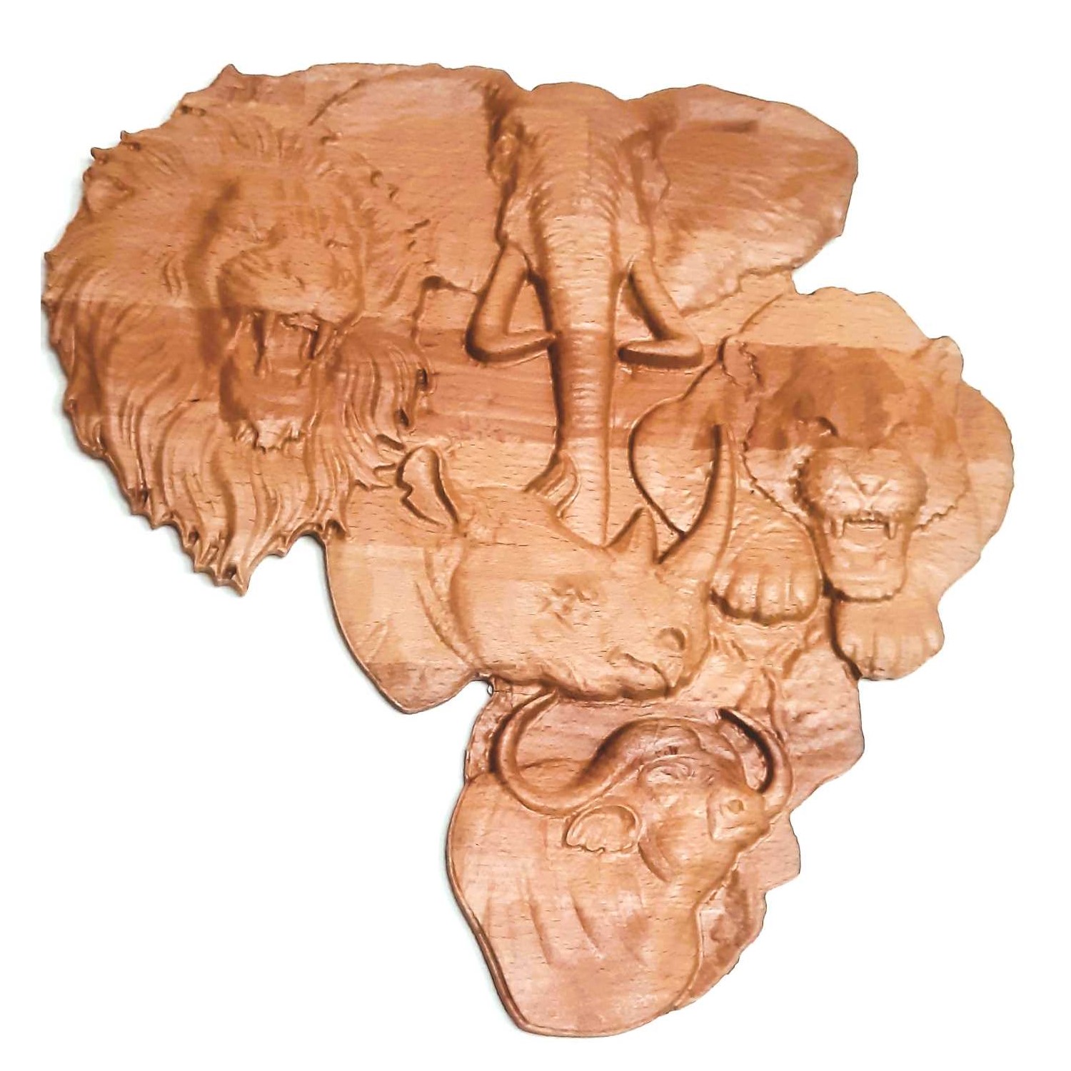 Drevená dekorácia - Veľká päťka Afriky Dub, 26 x 26 cm