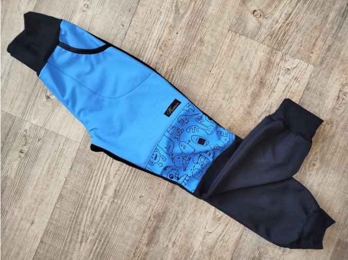 Zimní soft kalhoty modré příšerky