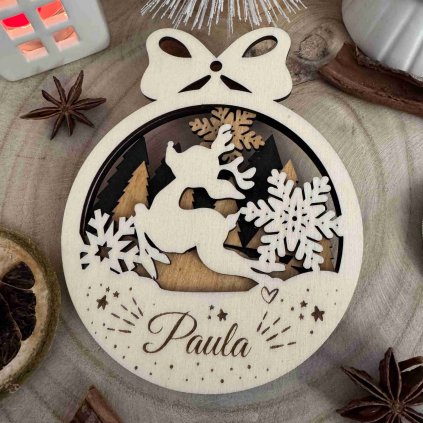 Drevená vianočná ozdoba s menom - sob (3 vrstvy)