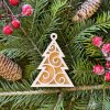 Sada 5ks drevených vianočných ozdôb v tvare stromčeka - dvojvrstvové