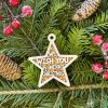 Sada 5ks drevených vianočných ozdôb v tvare hviezdy - dvojvrstvové
