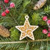Sada 5ks drevených vianočných ozdôb v tvare hviezdy - dvojvrstvové