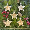 Sada 5ks drevených vianočných ozdôb v tvare hviezdy - dvojvrstvové