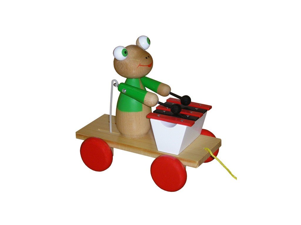 Tahací vozík - žába lakovaná s xylofonem