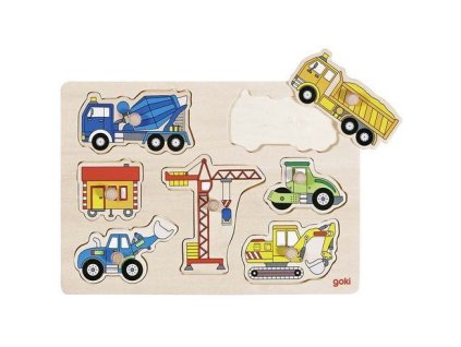 Stavební auta – dřevěné puzzle pro nejmenší