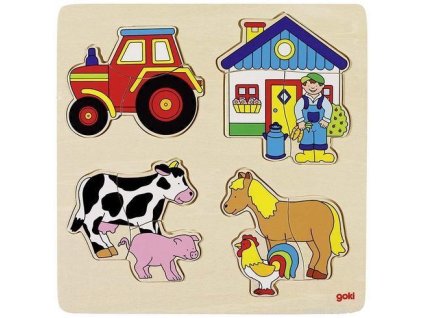 Dřevěné puzzle na desce – Statek