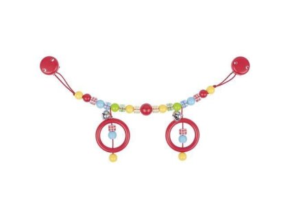 Plastový řetěz do kočárku barevný s puntíky